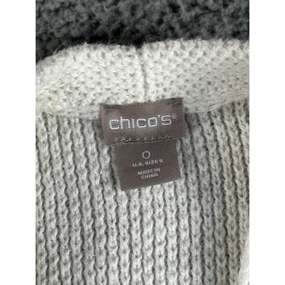 Chicos Cardigan Women 0 US Small Open Front Fringe Hem Knit Long Sleeve - Picture 3 of 9